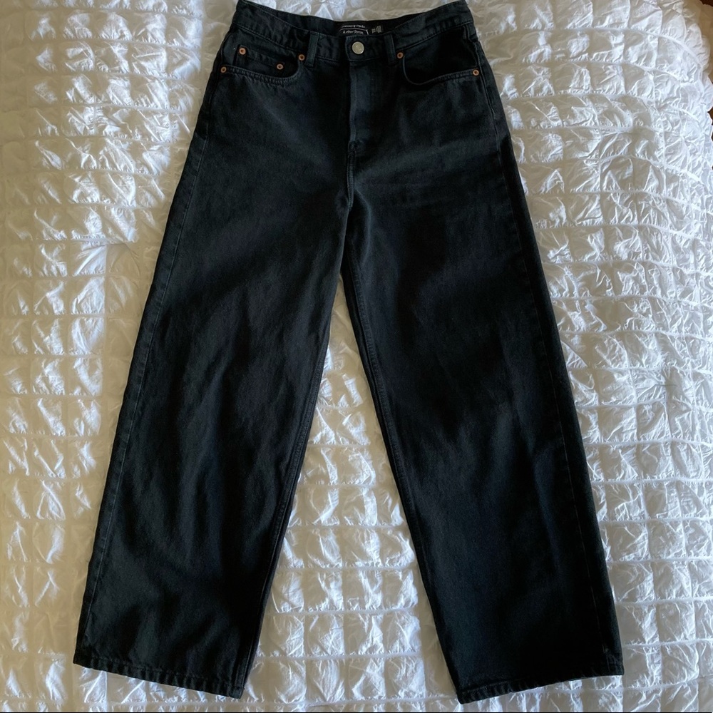 & Other Stories 100% Cotton Black High Waisted Straight Leg Jeans